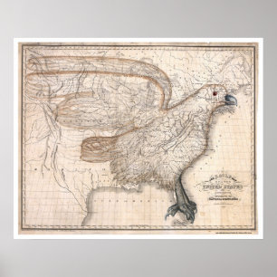 Eagle United States Map 1832 Poster