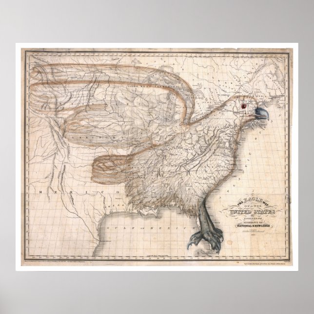 Eagle United States Map 1832 Poster (Front)