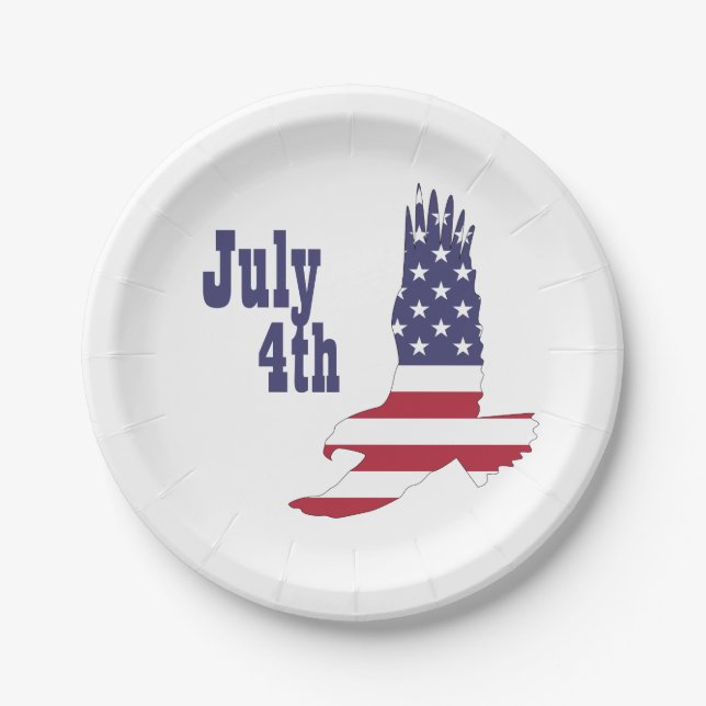 Eagle, USA Flag, 4th of July Paper Plates (Front)