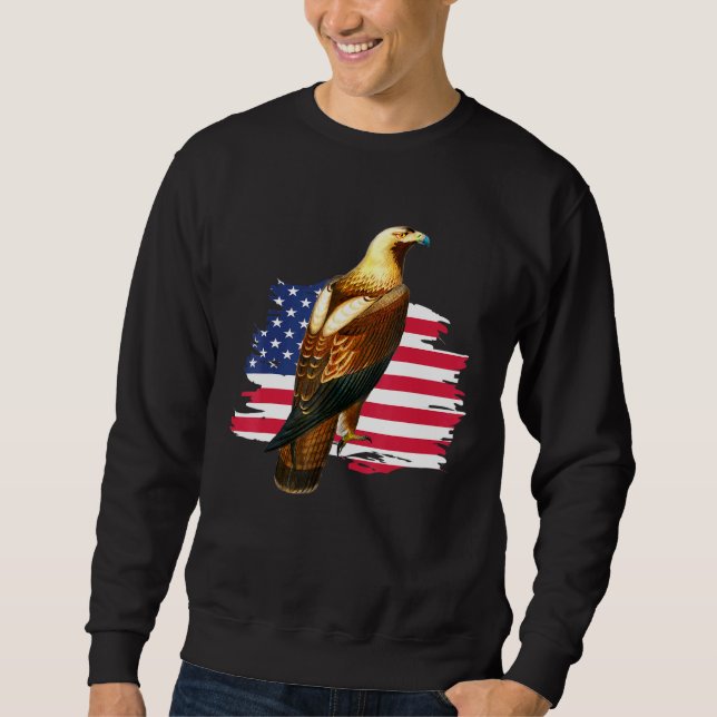 Eagle Usa Ripped Worn Torn American Flag Sweatshirt (Front)