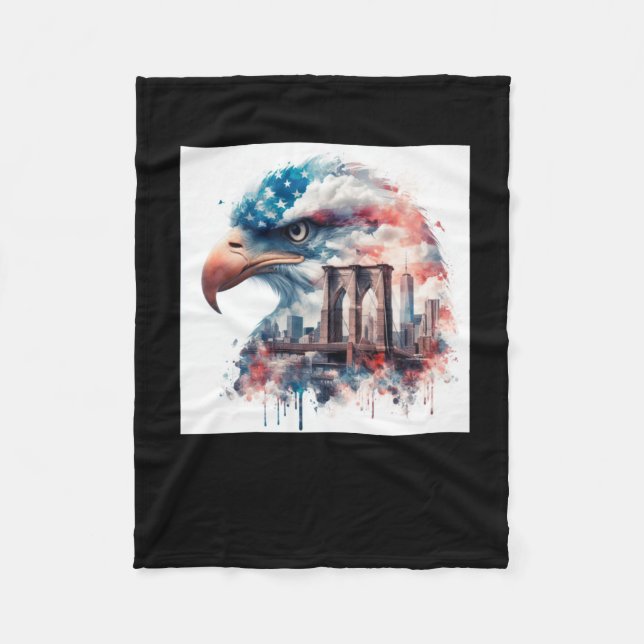 Eagle Usa Sticker  Fleece Blanket (Front)