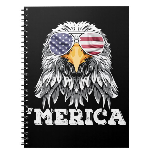 Eagle USA Sunglasses 4th of July American Flag Notebook (Front)