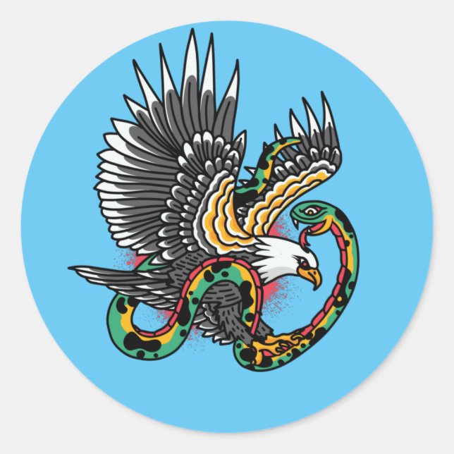 Eagle vs Snake Tattoo Design Classic Round Sticker (Front)