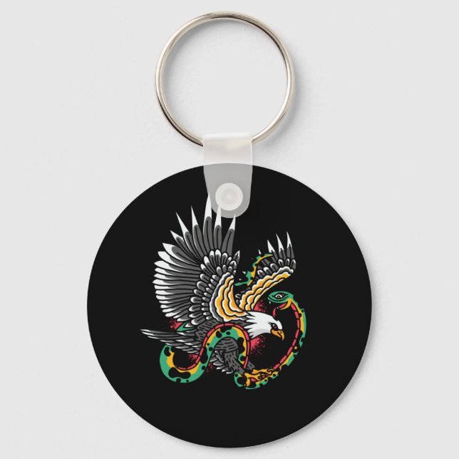 Eagle vs Snake Tattoo Design Key Ring (Front)
