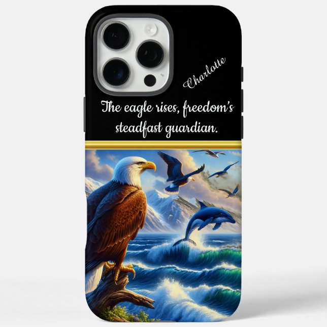 Eagle watches whale in ocean waves Case-Mate iPhone case (Back)