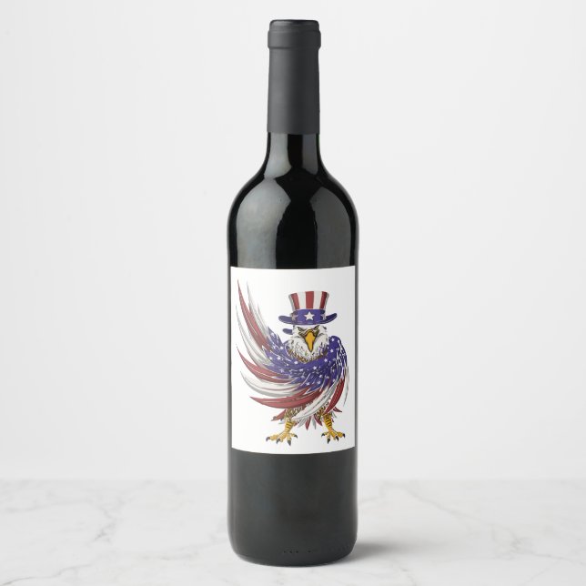 eagle wearing a uncle sam hat vector illustration wine label (Front)