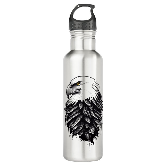 Eagle Wild Animal Nature Illustration Art Tattoo 710 Ml Water Bottle (Front)