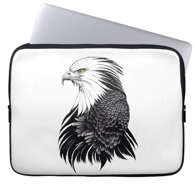 Eagle Wild Animal Nature Illustration Art Tattoo Laptop Sleeve (Front)
