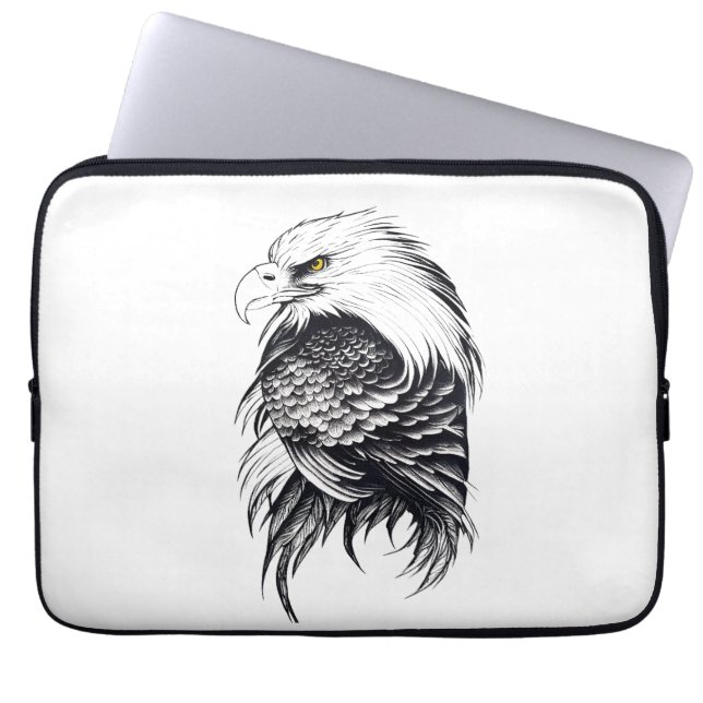 Eagle Wild Animal Nature Illustration Art Tattoo Laptop Sleeve (Front)