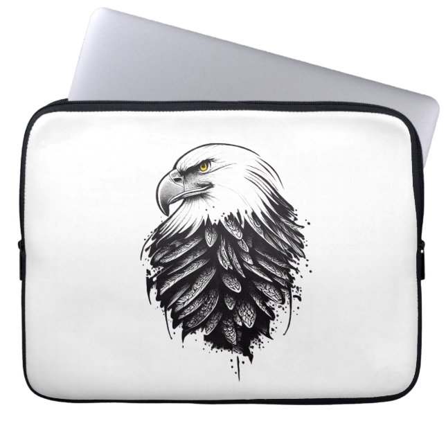 Eagle Wild Animal Nature Illustration Art Tattoo Laptop Sleeve (Front)