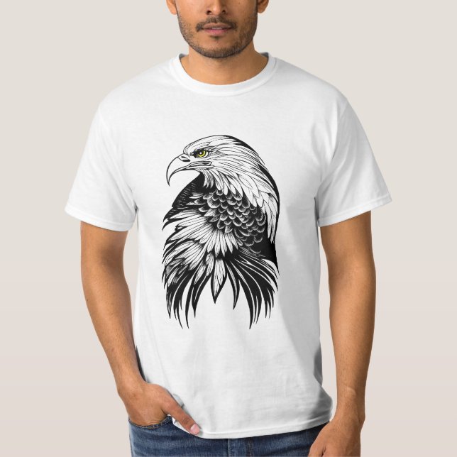 Eagle Wild Animal Nature Illustration Art Tattoo T-Shirt (Front)