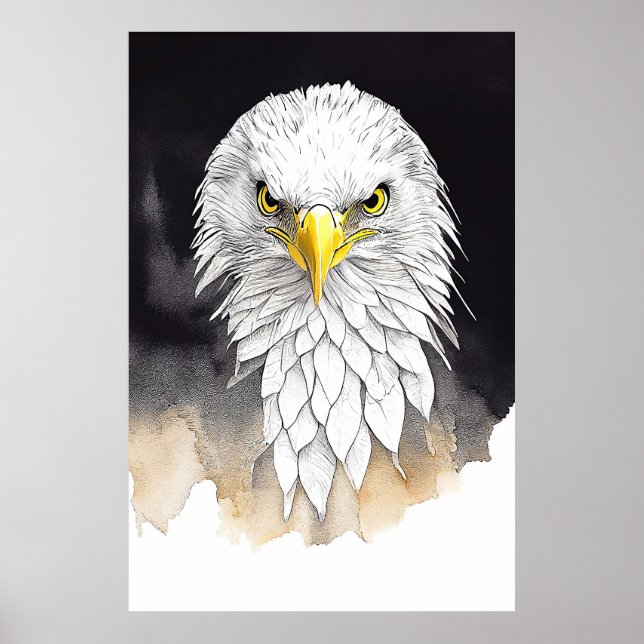 Eagle Wild Animal Nature Watercolor Art Painting Poster (Front)