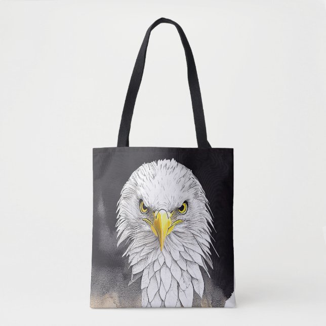 Eagle Wild Animal Nature Watercolor Art Painting Tote Bag (Front)
