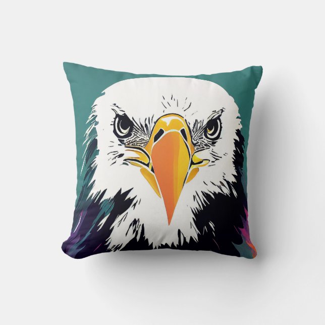 Eagle Wild Nature Animal Color Art Painting Cushion (Front)