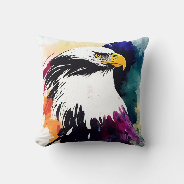 Eagle Wild Nature Animal Color Art Painting Cushion (Front)