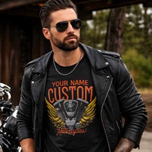 Eagle Wings Motorcycle Motor - Custom Biker Garage T-Shirt
