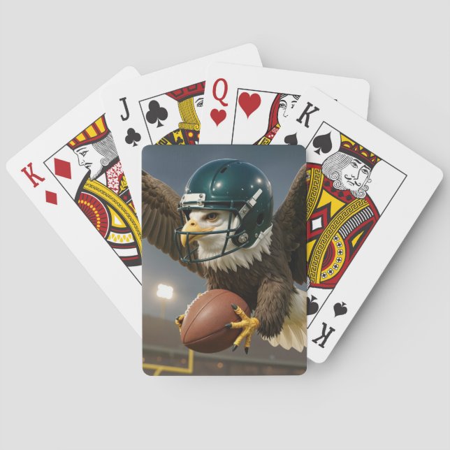 Eagle With a Football in a Sports Stadium Playing Cards (Back)