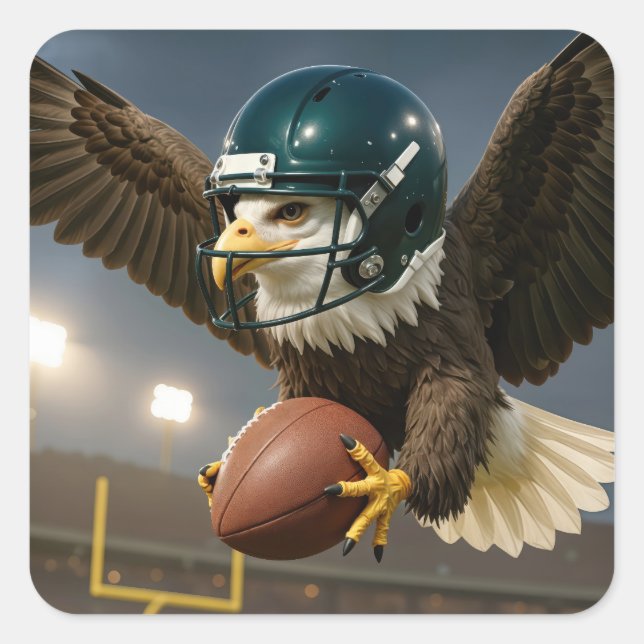Eagle With a Football in a Sports Stadium Square Sticker (Front)