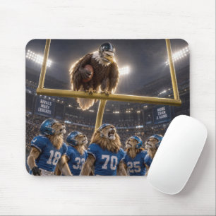 Eagle with a Football on a Goalpost with Lions Mouse Mat