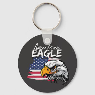 Eagle with American Flag Key Ring