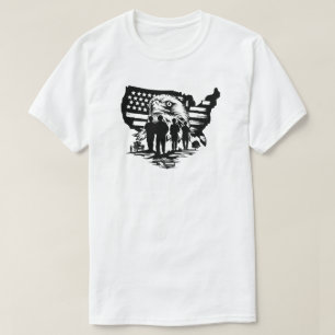 Eagle With American Flag & Soldiers T-Shirt