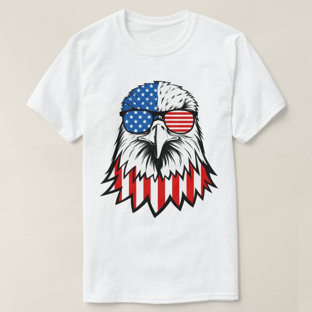 Eagle with American Flag Sunglasses T-Shirt (Design Front)