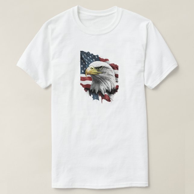 Eagle With American Flag T-Shirt (Design Front)