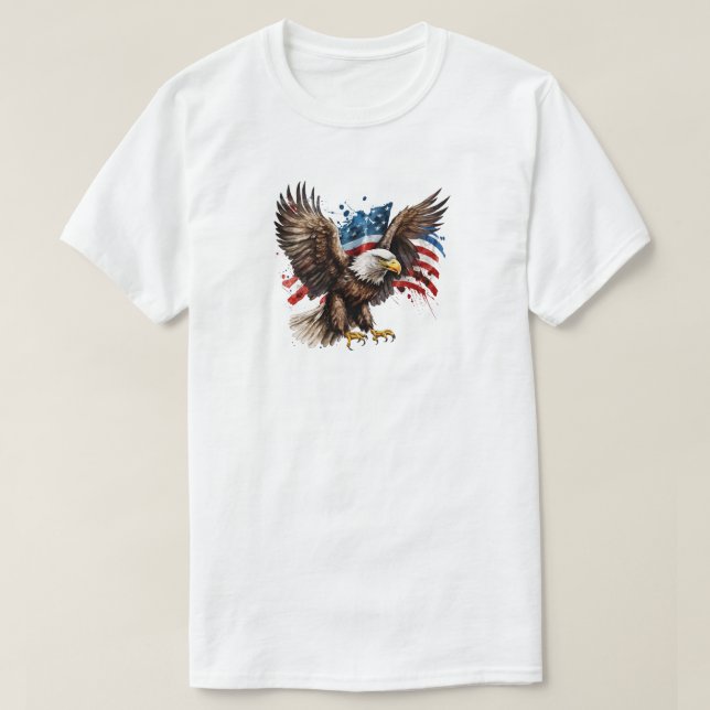Eagle With American Flag T-Shirt (Design Front)