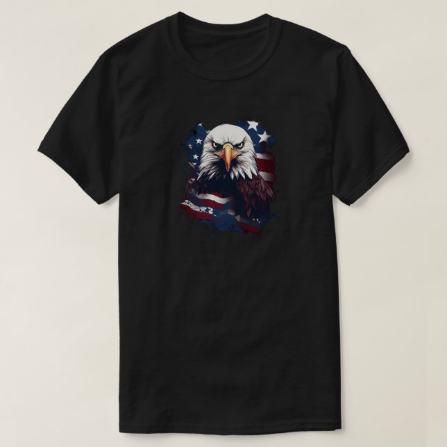 Eagle With American Flag T-Shirt (Design Front)