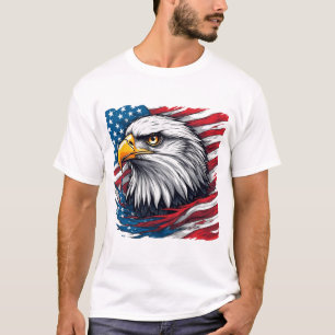 Eagle with American flag – USA Patriotic Artwork T-Shirt