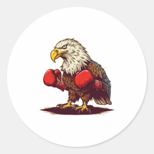 Eagle With Boxing Gloves For A Cool And Fierce Gra Classic Round Sticker