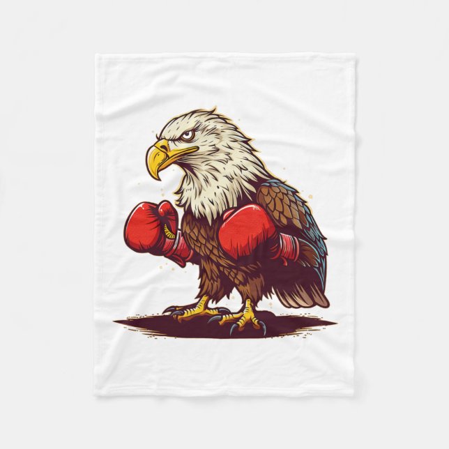 Eagle With Boxing Gloves For A Cool And Fierce Gra Fleece Blanket (Front)