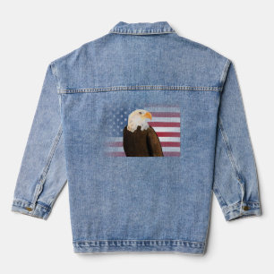 Eagle with Faded American Flag Denim Jacket