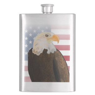 Eagle with Faded American Flag Hip Flask