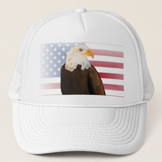 Eagle with Faded American Flag Trucker Hat (Front)