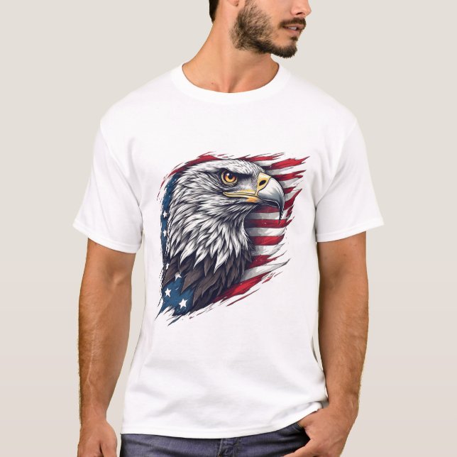 Eagle with Flag – Modern Patriotic Design T-Shirt (Front)