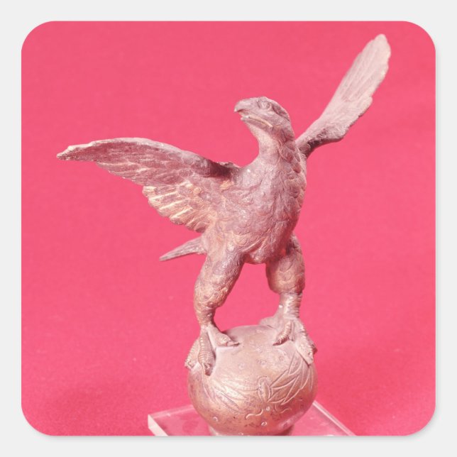 Eagle with spread wings on a ball square sticker (Front)
