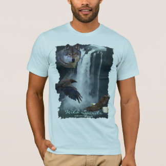 Eagle, Wolf, Raven & Falls Nature Scene T-Shirt