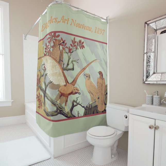 Eagles, Animal Decoration Art Nouveau Design Shower Curtain (In Situ)