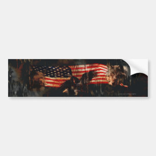 Eagles, Bear, Wolf, American Flag US Patriotic Bumper Sticker