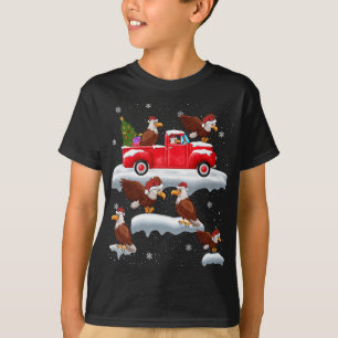 Eagles Driving Christmas Tree Red Truck Eagle Chri T-Shirt