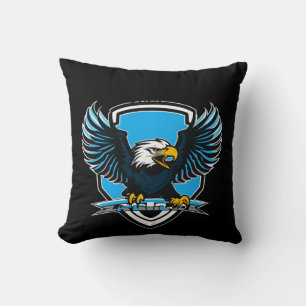 Eagles FC Soccer Club Logo in Light Blue, Black Cushion