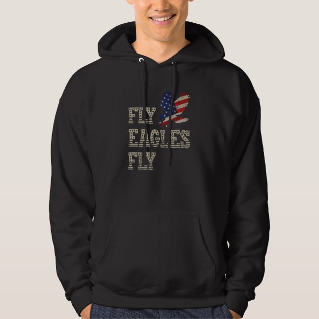 Eagles Fly Usa American Flag Distressed  1 Hoodie (Front)