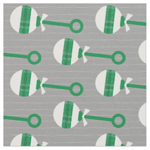 Eagles Green Plaid Baby Rattle on Grey Fabric