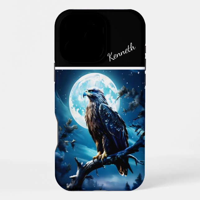 Eagle's Illuminating Moonlit Watch iPhone Case (Back)