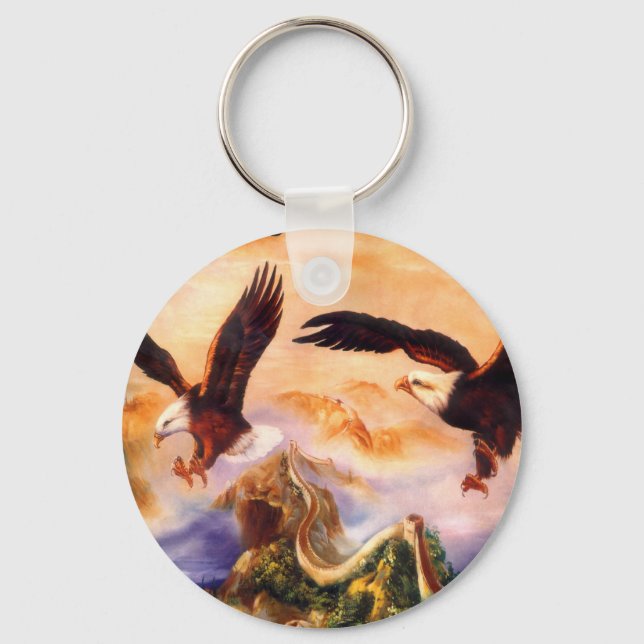 Eagles over the Great wall of China Key Ring (Front)