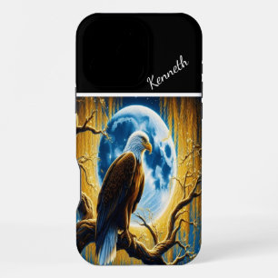 Eagle's Silhouette on Golden Willow iPhone 16 Pro Max Case