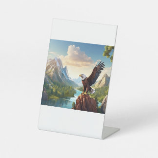 Eagles soaring high above the mountains, a symbol  pedestal sign