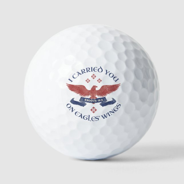 Eagle's Wings Scripture Exodus 19:4 Red/Blue Golf Balls (Front)