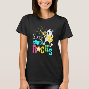 Eam Sixth Grade Rocks 6h Grade  Cat Playing Guitar T-Shirt